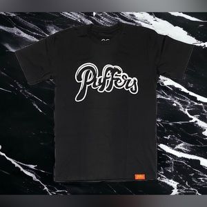 NEW Puffers Smoke Shop Script Logo T Shirt Mens Sz Large Black Cali Streetwear